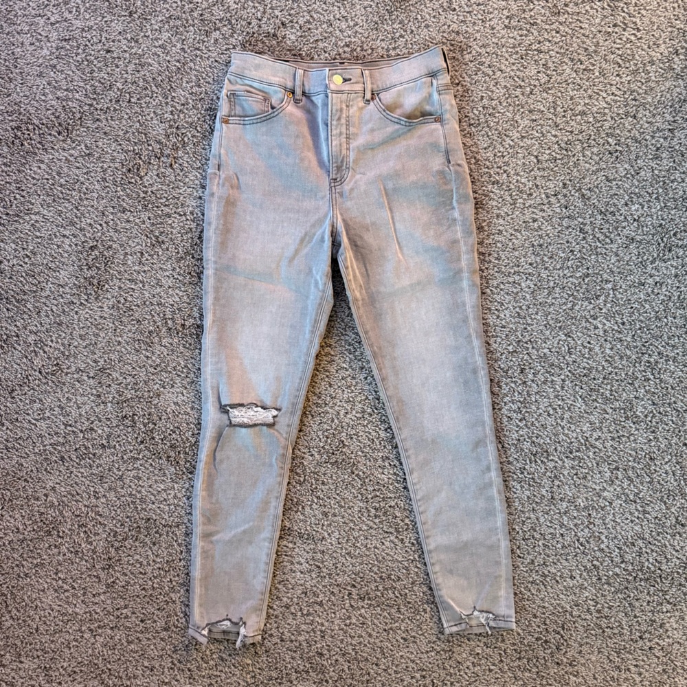 Express Light Gray Women's High Rise Skinny Jeans size 6R